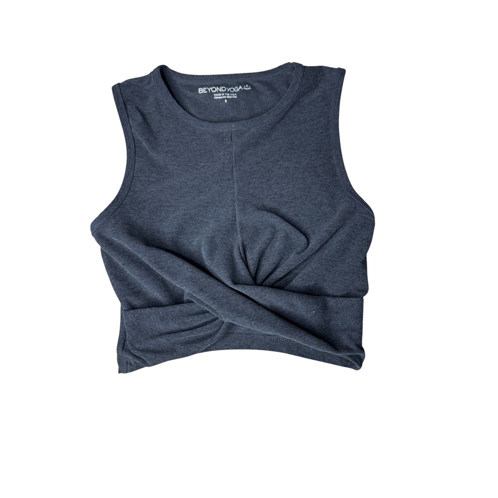 Beyond Yoga Over Under Cropped Soft Muscle Tank Top Black Small